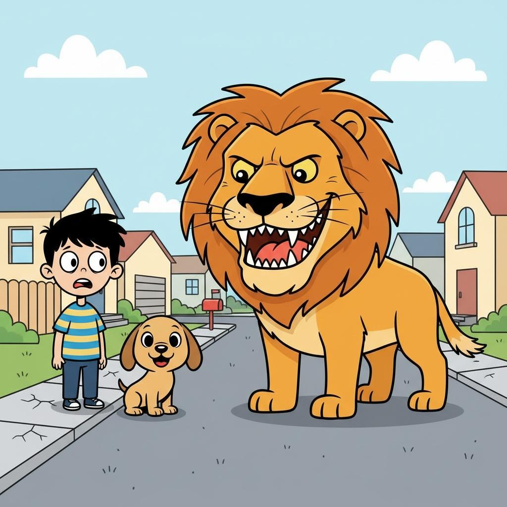 Marco and the Lion in the Street