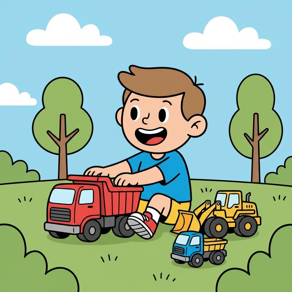 Clark and His Toy Trucks