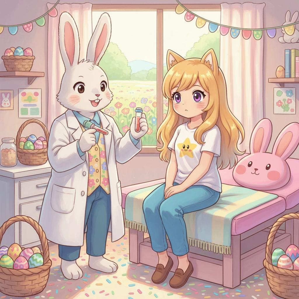 A Spring Morning: Easter Sunrise: Soft golden sunlight spills across the quiet town, illuminating dew-kissed lawns and pastel Easter decorations. The air is cool and fragrant, dotted with blooming tulips and the distant sounds of church bells.