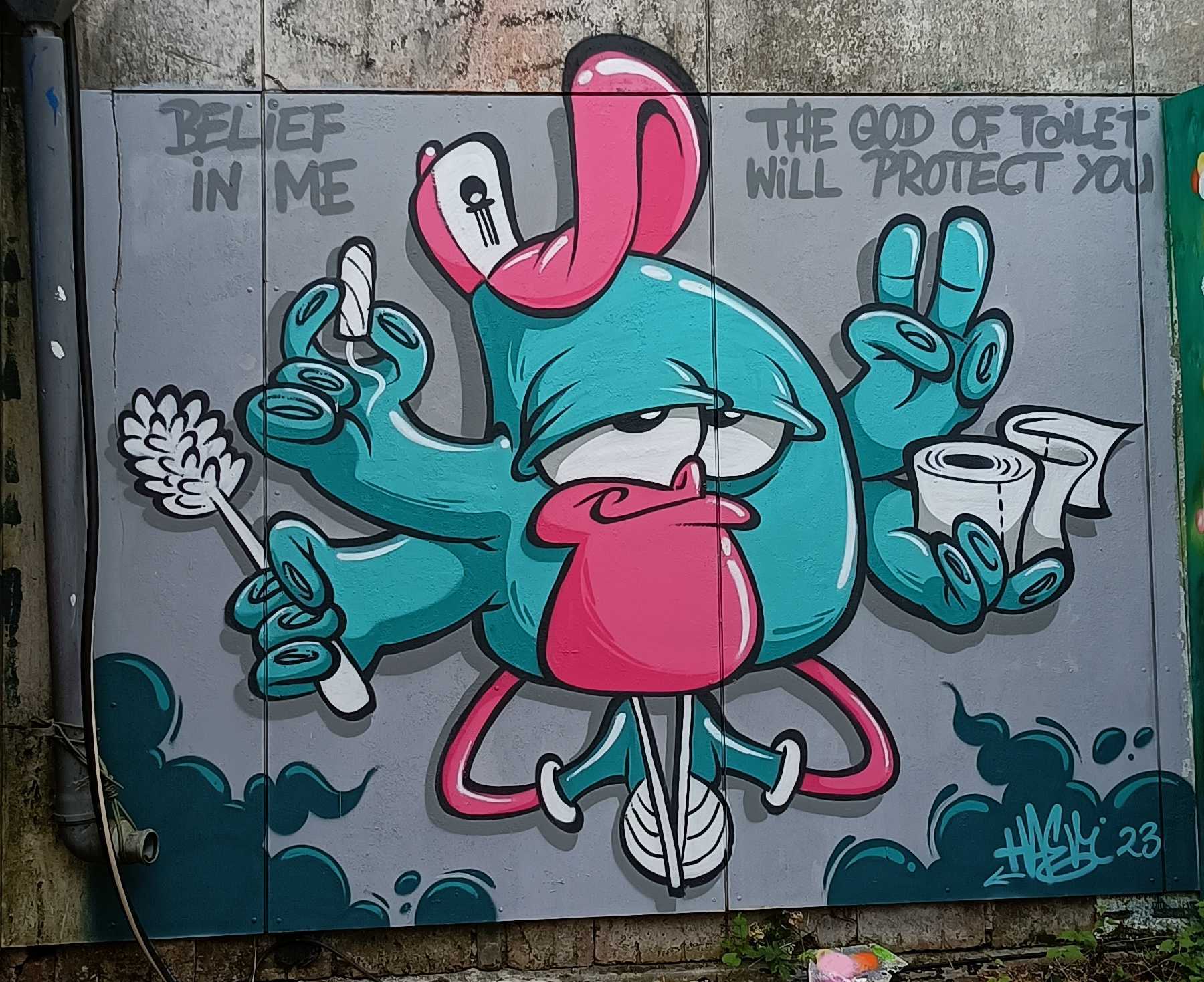 Graffiti 8039 Belief in me, the god of toilet will protect you de  à Berlin Germany