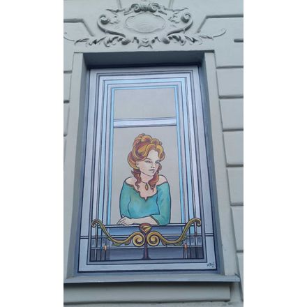 The girl looking out of the window czechia-hlavni-mesto-praha-graffiti