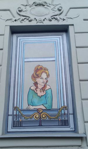 The girl looking out of the window