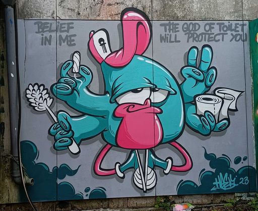 Belief in me, the god of toilet will protect you