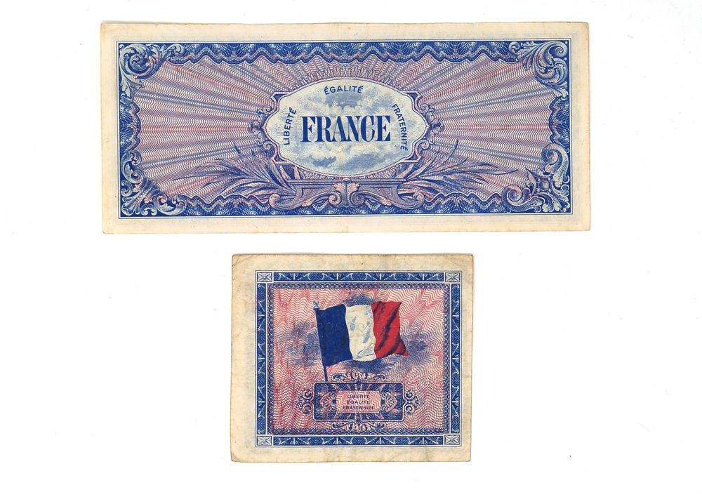 Reverse of French Franc invasion currency.