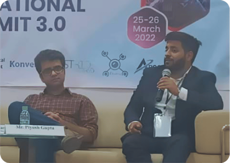 Piyush Gupta speaking at a conference