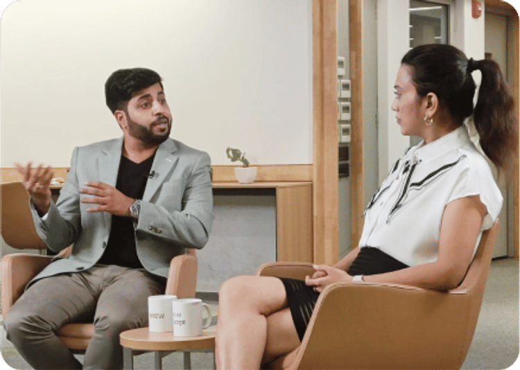 Piyush Gupta speaking on a podcast