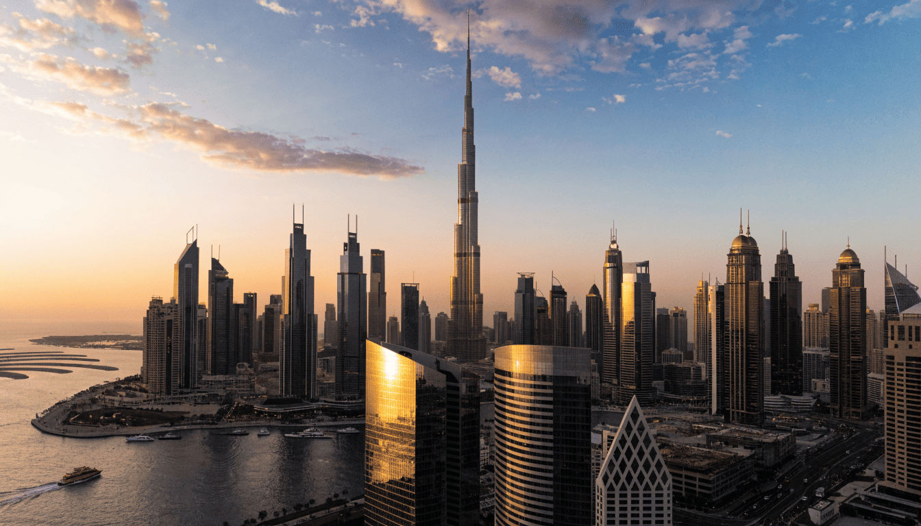 Panorama Dubai Marina za soumraku