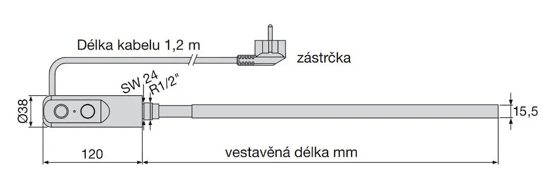 DBM TOPNÁÍ TYČ 300W BÍLÁ — náhled 2