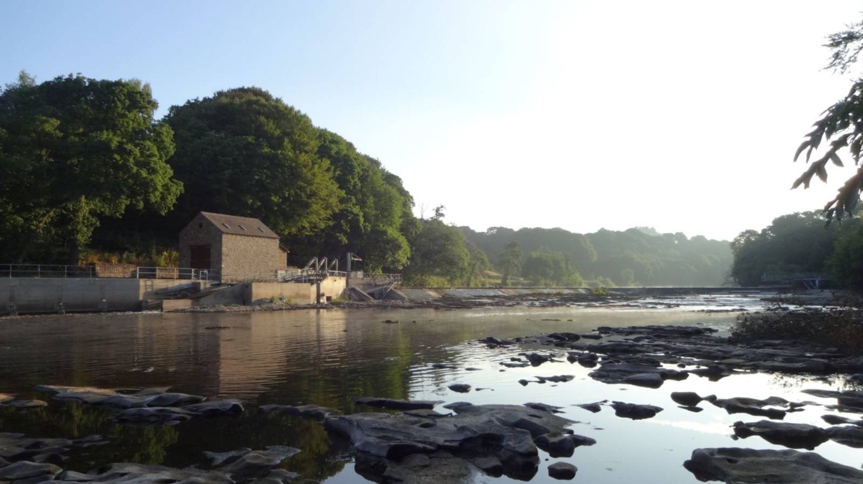 brown wooden house on rocky shore near green trees during daytime
