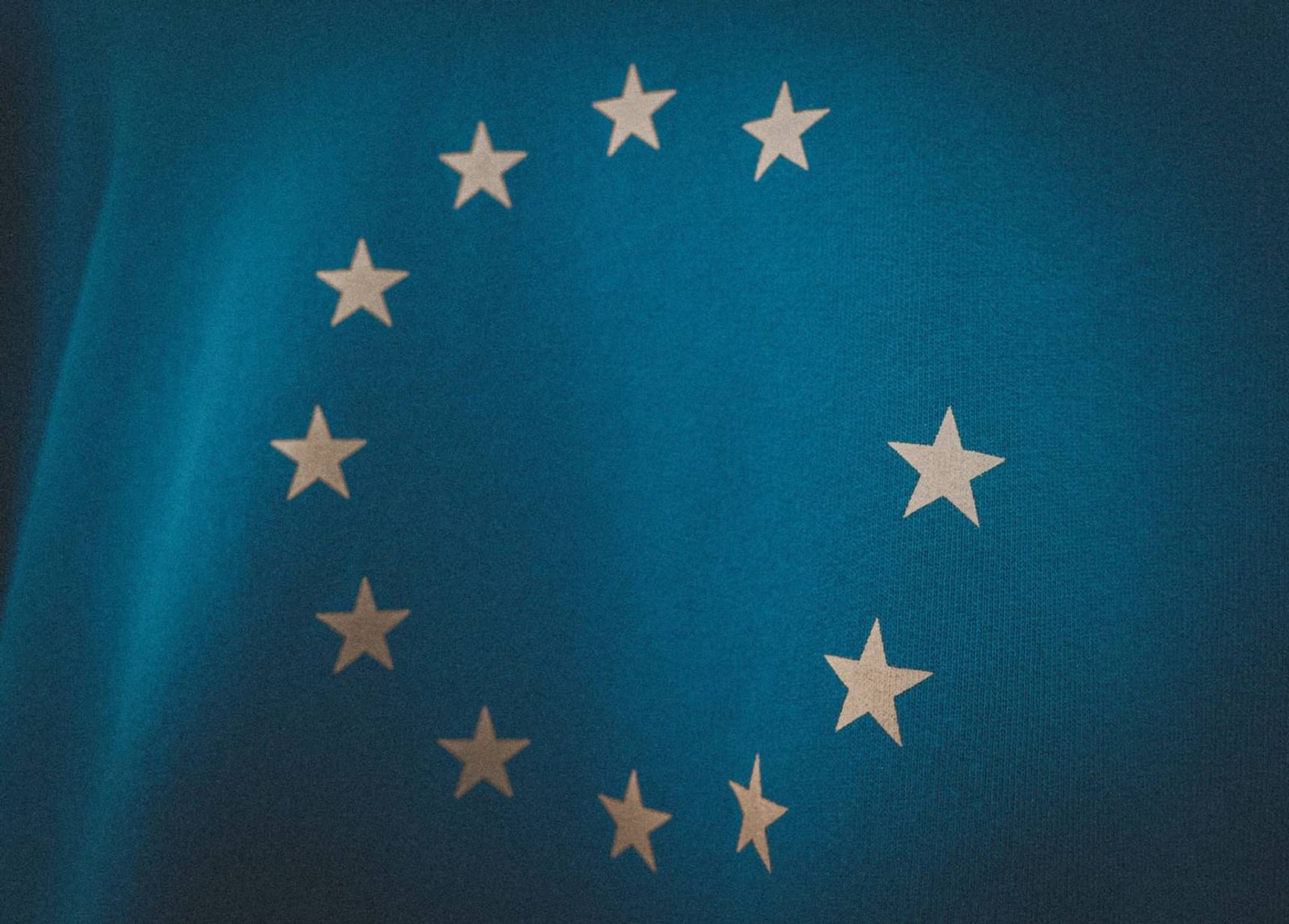 blue and white star print textile