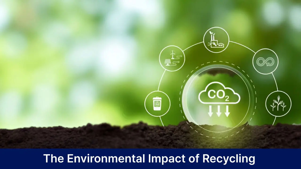 A collection of recyclable materials including paper, plastic, and glass, symbolizing the environmental benefits of recycling.