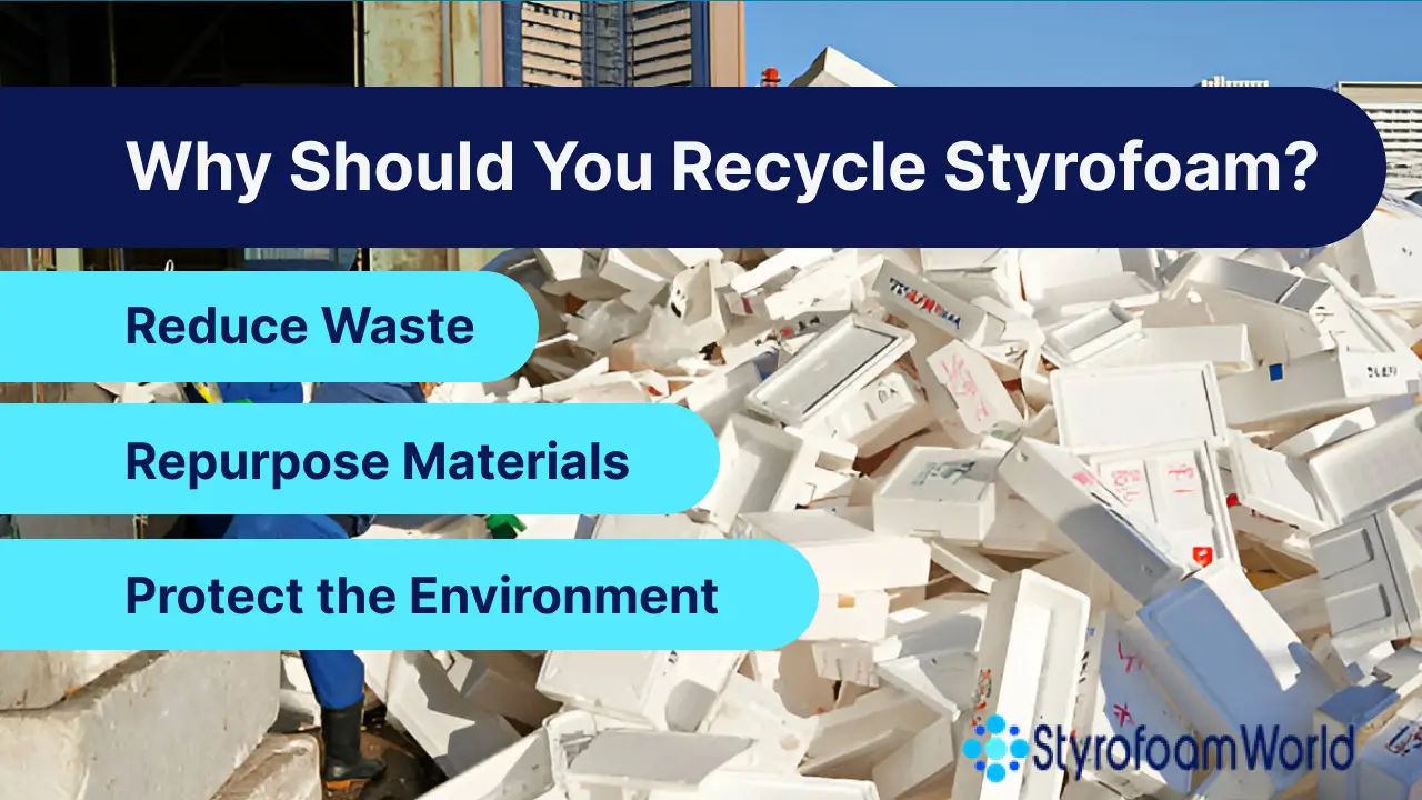 A bin filled with recyclable Styrofoam in Los Angeles
