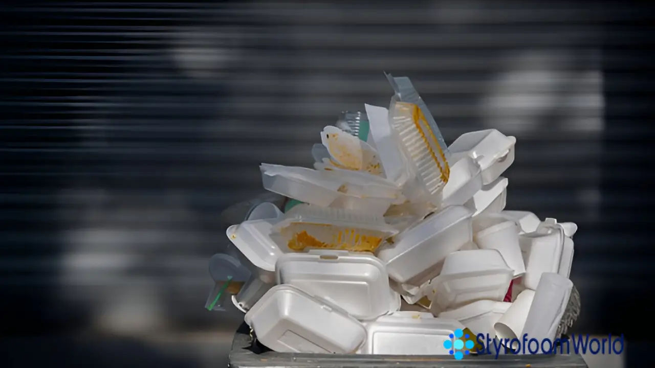 A Chicagoan cleaning a Styrofoam takeout container for recycling.