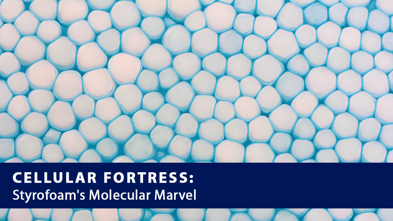 Molecular close-up of Styrofoam's closed-cell structure, a guardian against heat.