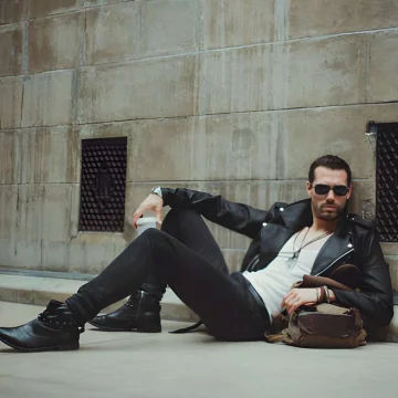 Hipster in leather jacket