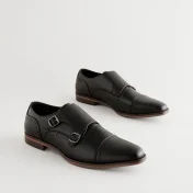 Men’s Black Double Monk Toe Cap Shoes