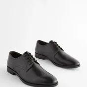 Men’s Black Wide Fit Leather Derby Shoes
