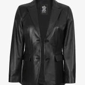 Women’s Hazel Black Two Button Leather Blazer