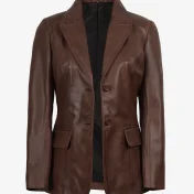 Women’s Cognac Wax Two Button Leather Blazer