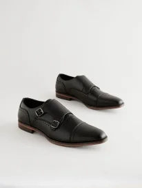 Men’s Black Double Monk Toe Cap Shoes