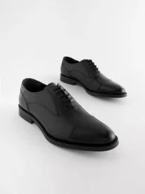 Men’s Black Wide Fit Leather Oxford Shoes