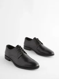 Men’s Black Wide Fit Leather Derby Shoes