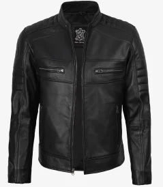 Men’s Black Cafe Racer Leather Jacket