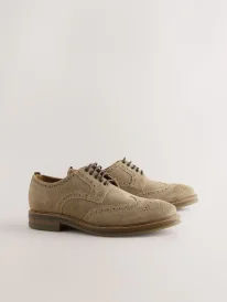 Men’s Mink Brown Suede Brogue Shoes