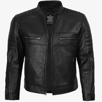 Men’s Black Cafe Racer Leather Jacket