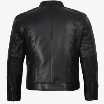 Men’s Black Cafe Racer Leather Jacket