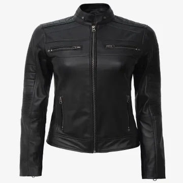 Women’s Black Cafe Racer Leather Jacket