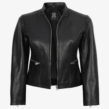Women’s Black Cafe Racer Leather Jacket