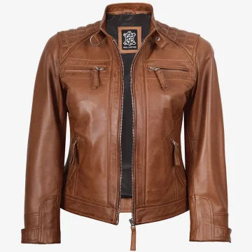 Women’s Tan Cafe Racer Leather Jacket