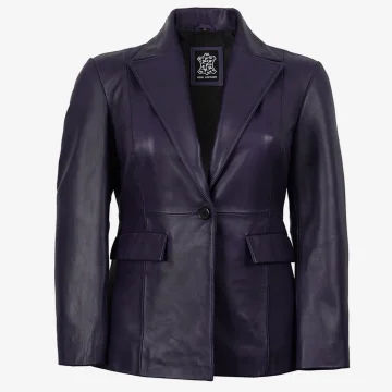 Women’s Purple Single Button Leather Blazer