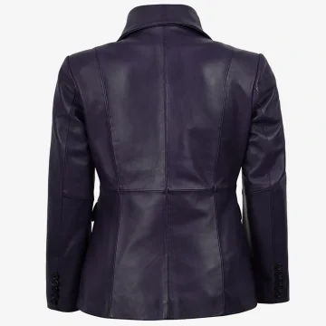 Women’s Purple Single Button Leather Blazer