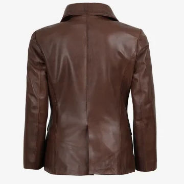Women’s Cognac Wax Two Button Leather Blazer