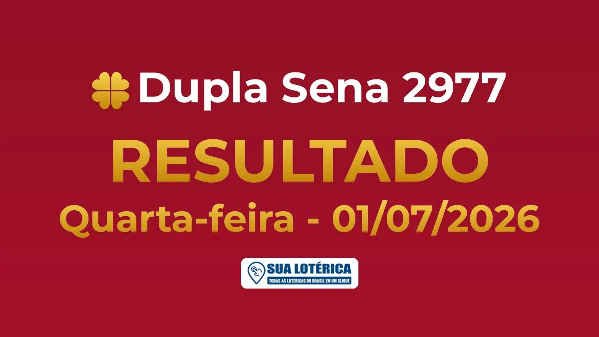 Resultado da Dupla Sena 2977, acumulou em R$ 6,3 milhões