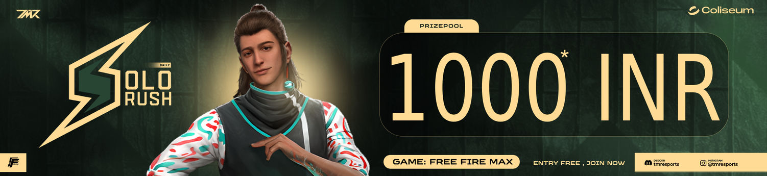 🇮🇳 SOLO RUSH - FREE FIRE (2nd May) |💰1000 INR | By TMR Esports