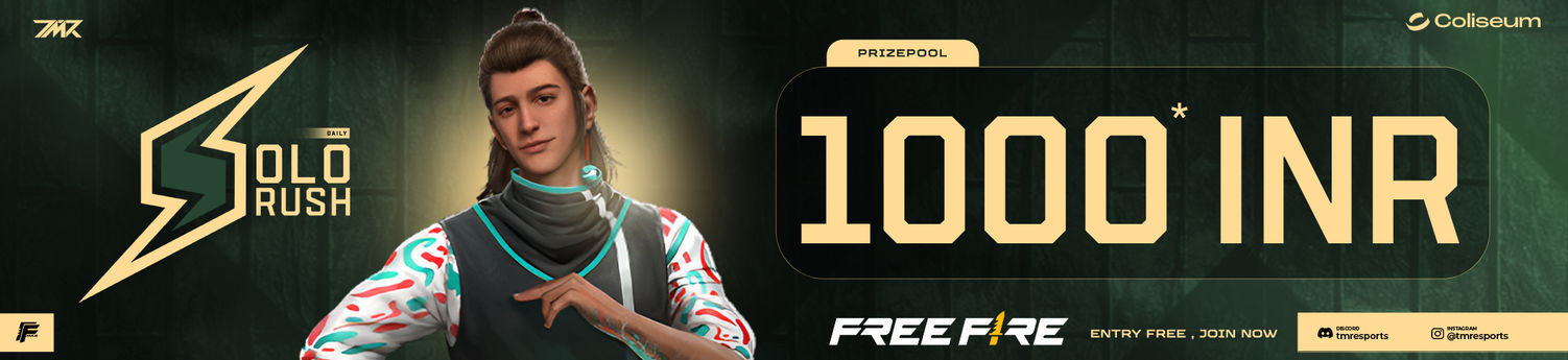 🇮🇳 SOLO RUSH - FREE FIRE (1st May) |💰1000 INR | By TMR Esports