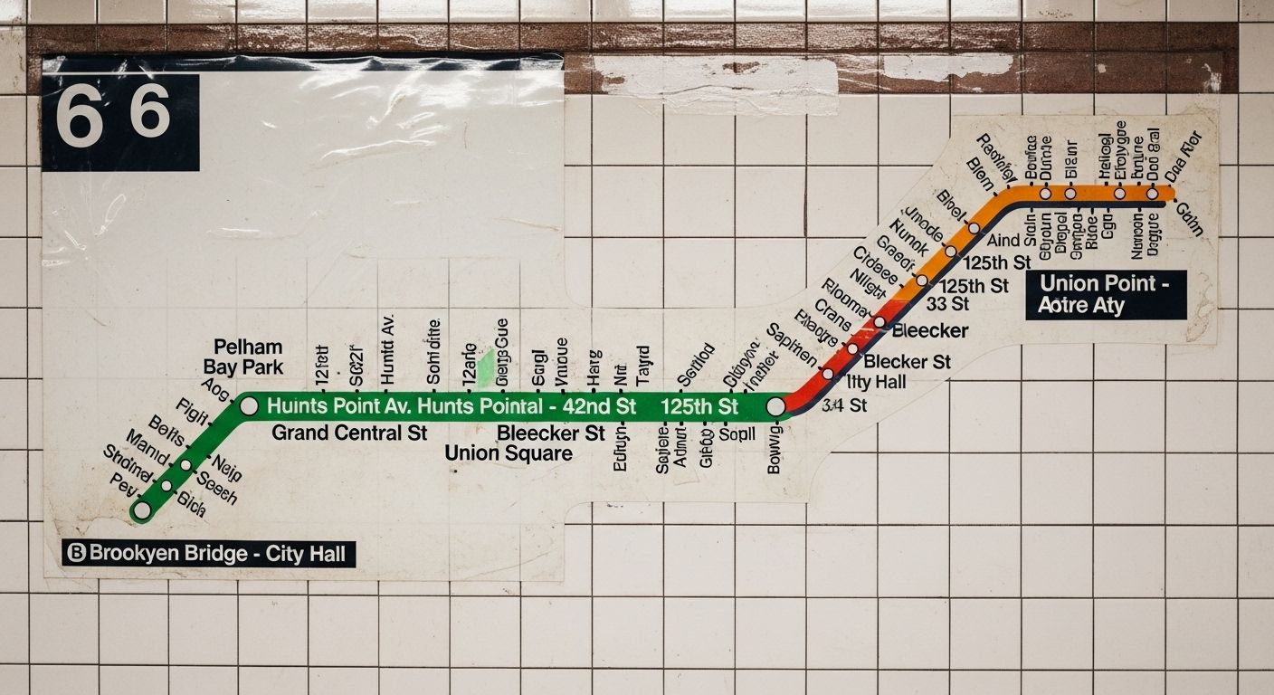 6 Train Subway Map Navigates Manhattan