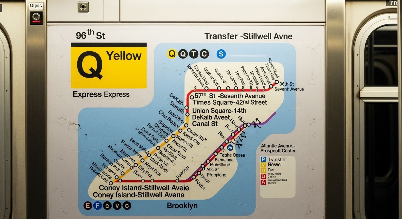 Q Train Stops Map Highlights NYC Routes
