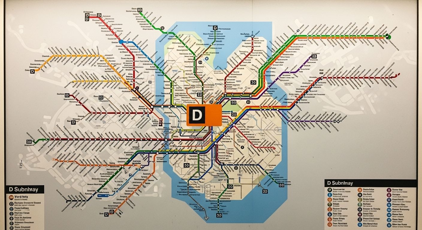 Subway Map D Train Connects NYC Boroughs