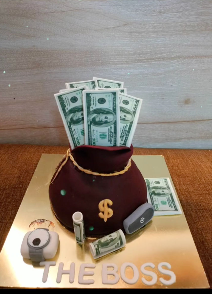 The Boss Money Bag Cake