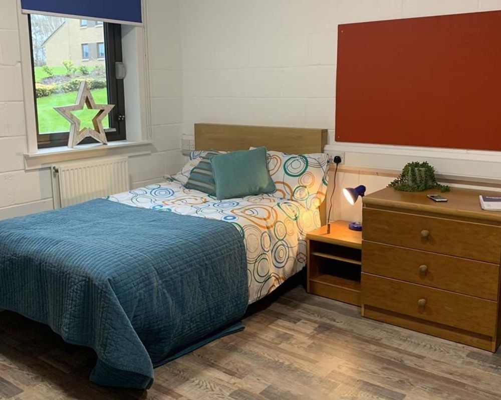 Letto in una stanza della Heriot Watt University