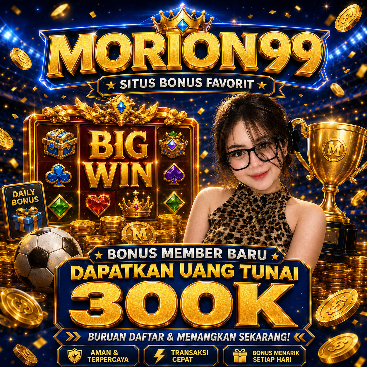 MORION99 - Dapatkan Bonus Gratis Dengan Uang Tunai 300k Setiap Hari