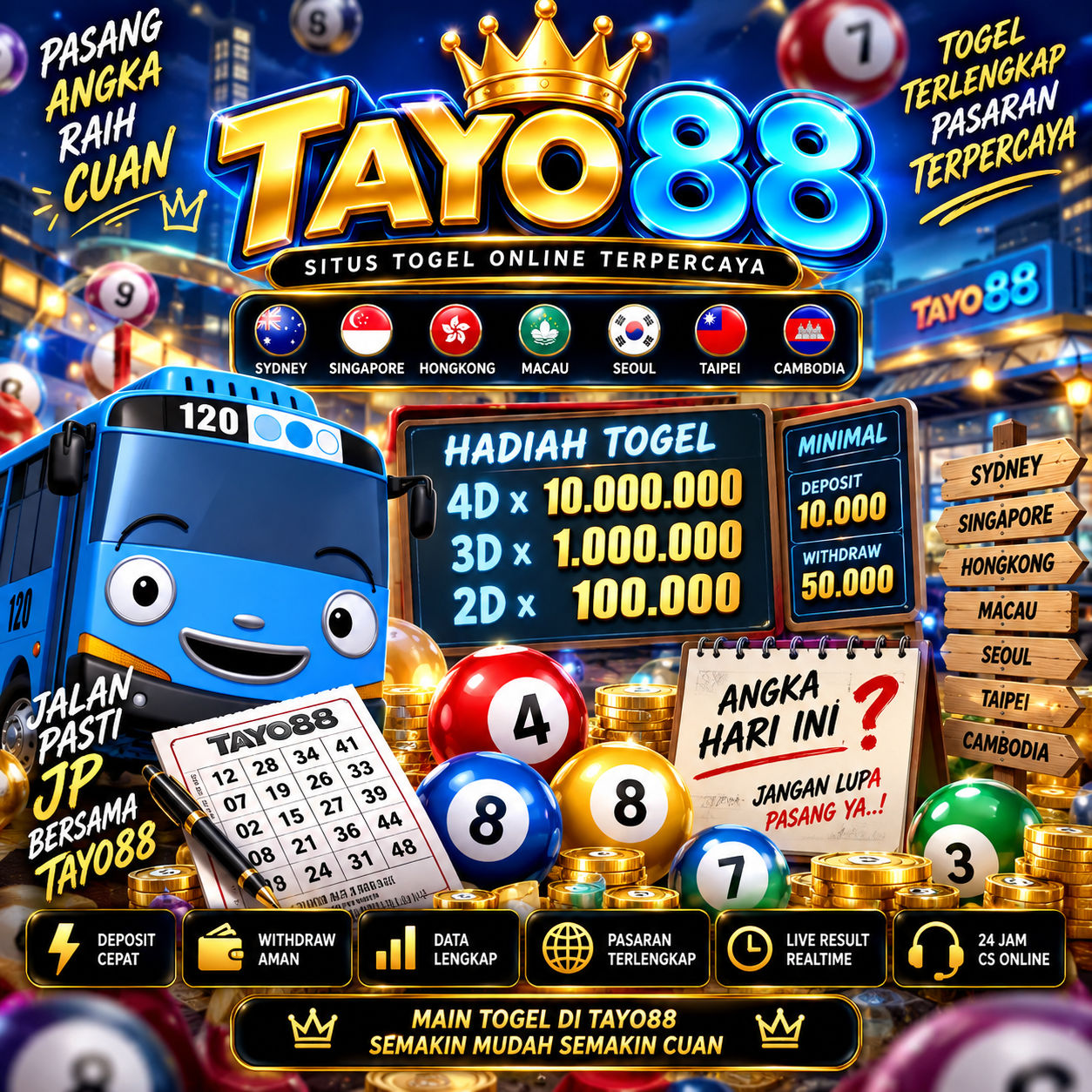 TAYO88 🎱 Pasaran Togel 4D Terlengkap Dari Seluruh Platform