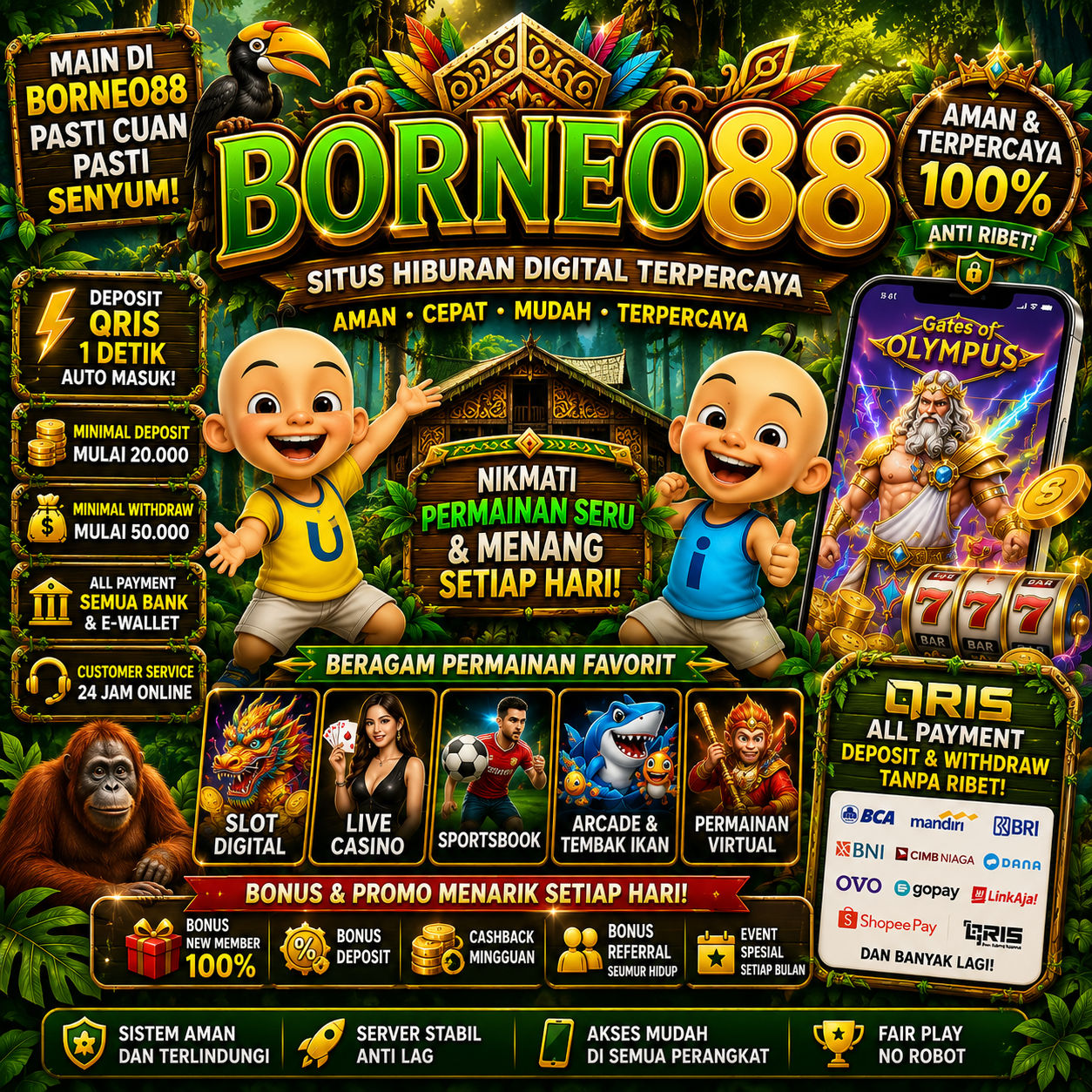 Thumbnail 1 of 3, Poster, BORNEO88 : Rekomendasi Situs Slot Online Gacor Hari Ini 2026 designed and sold by BORNEO88.