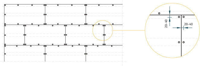 Bevestigingsverband massieve panelen tegen houten regelwerk 