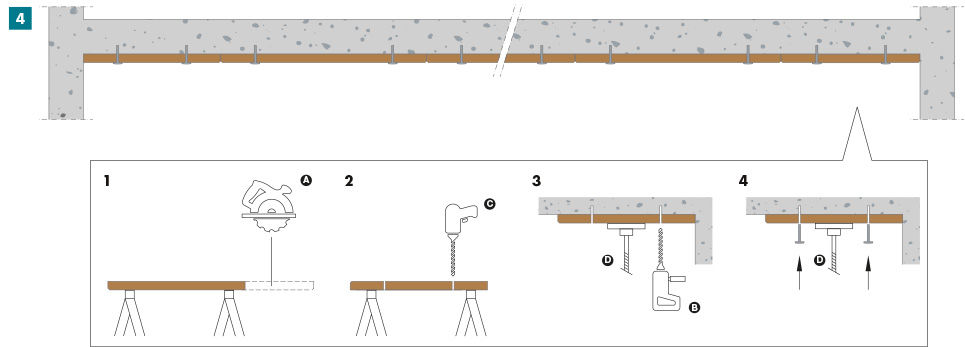 Hoe monteer je massieve houtwolplaten tegen beton stap 4