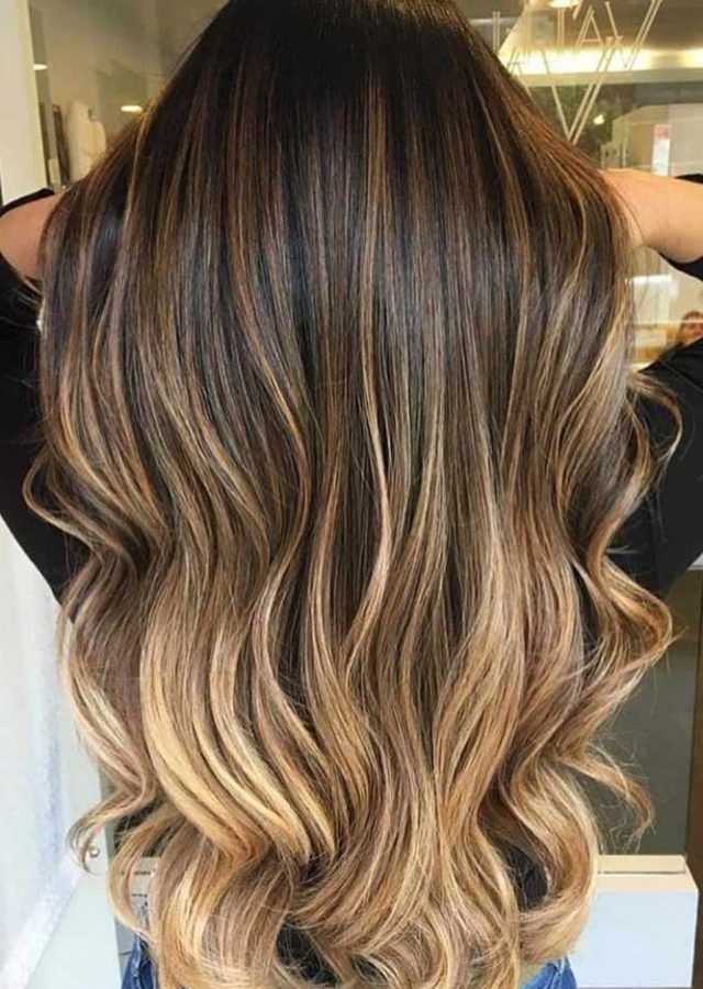 Top 25 of Black to Light Brown Ombre Waves Hairstyles